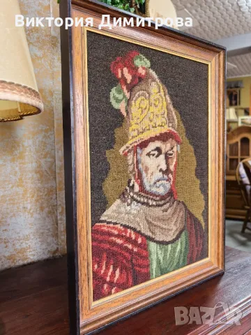 Гоблен "Човекът със златния шлем" , снимка 4 - Гоблени - 49120976