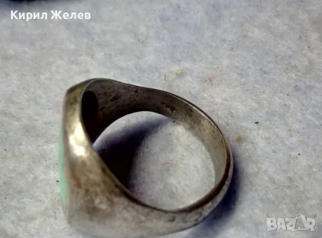 СТИЛЕН СРЕБЪРЕН ПРЪСТЕН СРЕБРО 925 с КРЪСТООБРАЗЕН ЗЕЛЕН ЕМАЙЛ РЪЧНА АРТ РАБОТА 49997, снимка 3 - Пръстени - 50024179