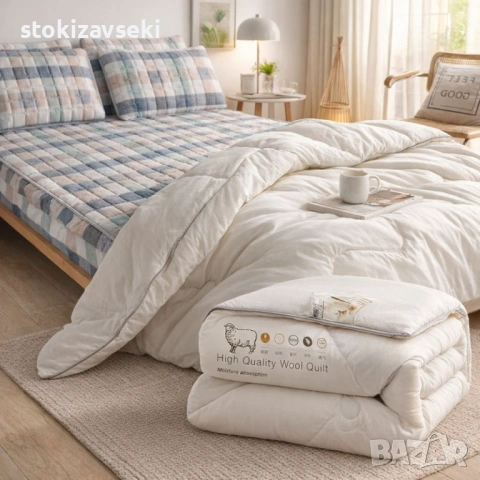 Капитониран чаршаф от нетъкана материя 1,80 x 2,00 м + 2 калъфки + Подарък Зимен юрган с овча вълна 