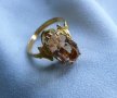Позлатен сребърен пръстен с морганит, снимка 1 - Пръстени - 23497599