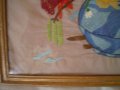 оригинална ръчно бродирана картина за стена период 1950г, снимка 5
