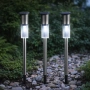 Комплект от 3 броя Led соларни лампи XL 57см - неръждаема стомана, сензор и до 8 часа светене, снимка 5