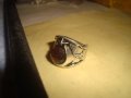 АРИСТОКРАТИЧЕН ПОСРЕБРЕН СКЪПОЦЕНЕН ВИНТИДЖ АРТ ПРЪСТЕН БЛАГОРОДНА СТОМАНА с ФАСЕТИРАН ГРАНАТ 27594, снимка 6