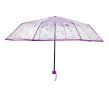 Сгъваем чадър за дъжд, ръчен, прозрачни лилави листа 26 см, снимка 2