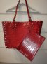 Дамска червена щампована пазарска чанта ZARA цена 35 лв., снимка 1 - Чанти - 42753502