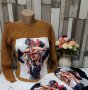 Нови! Пуловер с две лица, блондинка, фотограф и фен на Мини Маус , снимка 4