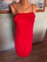 Дамска червена рокля с тънки презрамки, снимка 1 - Рокли - 37471922