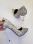 Дамски Обувки на ток - сребрист брокат - 60, снимка 1 - Дамски обувки на ток - 31768289