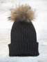 Зимна шапка естествен косъм и плетиво, снимка 1 - Шапки - 30650075