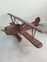 76см ръчна дърворезба фигура/стара голяма дървена играчка/самолет-биплан, снимка 1