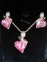 Нов Дамски Комплект Огърлица Обеци Сърце Роза Изискан Подарък за жена, снимка 8