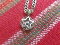 Сребрно колие ланец с медальон с камък звезда, снимка 1
