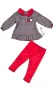 Бебе комплект 2 части, червен, плюш/ каре, снимка 1