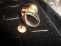 ВИНТИДЖ ЗЛАТИСТ ДАМСКИ АРТ НУВО ПРЪСТЕН с ГОЛЯМ ЦИРКОН и ПЕРЛА 80897, снимка 6