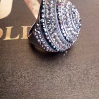 Уникален огромен сребърен пръстен със Сваровски кристали , снимка 8 - Пръстени - 30538197
