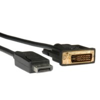 Кабел DisplayPort - DVI 2м, Черен Roline 11.04.5610 DP-M към DVI M, снимка 1 - Кабели и адаптери - 31438281