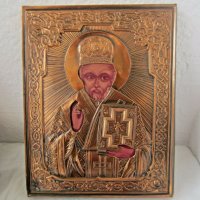 Св.Никола икона, мед, снимка 6 - Икони - 29476524
