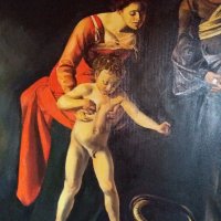 Репродукция на "Мадона Палафрегниери" (Мадона със змия) от Караваджо - Италия, снимка 3 - Колекции - 29746186