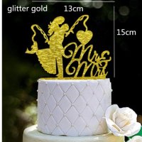 Младоженци рибар пластмасов топер табела украса декор за торта сватба сватбен , снимка 3 - Други - 34680508