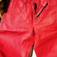 Червен панталон Естествена кожа  100 лева М размер, снимка 2 - Панталони - 39364881