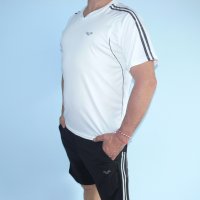 Мъжки футболен екип SUNI, бяло и черно, полиестер, снимка 1 - Спортни дрехи, екипи - 42255389