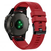 Силиконова каишка GARMIN Fenix 6, 6X, Pro, Solar червен цвят, снимка 2 - Каишки за часовници - 35580141