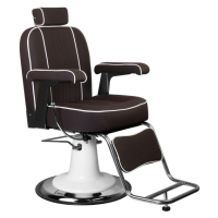 Бръснарски стол Amadeo - черен/кафяв, снимка 4 - Бръснарски столове - 44601558