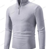 Мъжки ежедневен едноцветен пуловер с половин цип и стояща яка, 10цвята - 023, снимка 7 - Пуловери - 42784816