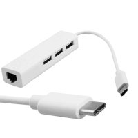 USB C 3.1 hub, с 3 x USB 2.0, Ethernet RJ45 Lan мрежова карта, снимка 3 - Мрежови адаптери - 40419629