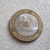 Монета. Франция . 20 франка . 1992 година., снимка 4 - Нумизматика и бонистика - 42343823