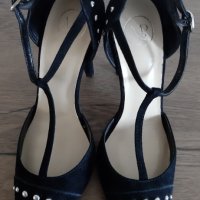 Черни велурени обувки с елементи, снимка 4 - Дамски елегантни обувки - 36625733