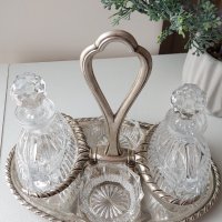 Сребърен оливиерник(сребро 800)с кристални бутилки и чашки, снимка 10 - Сервизи - 40770642