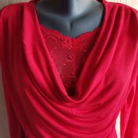 Красива червена блуза/туника, снимка 2 - Блузи с дълъг ръкав и пуловери - 36761398