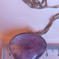 Сребърна висулка с аметист , снимка 5 - Колиета, медальони, синджири - 38494799