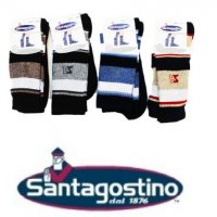 2 чифта Santagostino 41-46 черен-сив,черен-син,черен-бежов италиански памучни мъжки чорапи , снимка 2 - Мъжки чорапи - 29478441