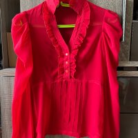 Червена, прозрачна риза-размер S, снимка 1 - Ризи - 36905288