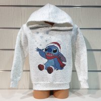 Нов детски коледен суичър с дигитален печат Стич (Stitch) в цвят бял меланж, снимка 7 - Детски анцузи и суичери - 38984768