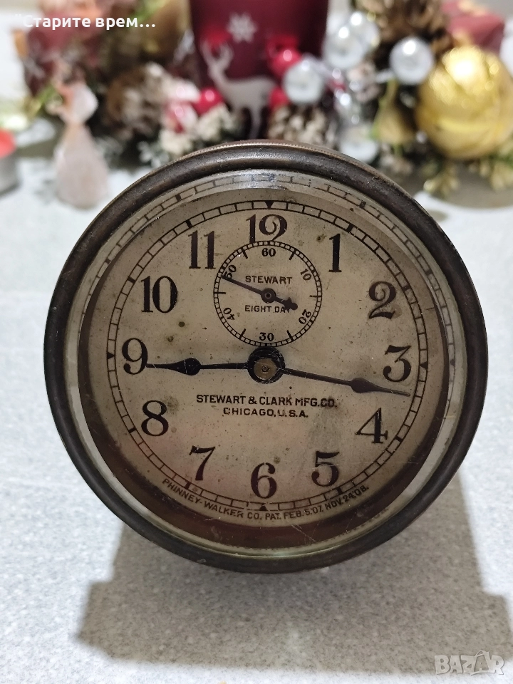 Антикварен  Автомобилен Часовник за Табло., снимка 1