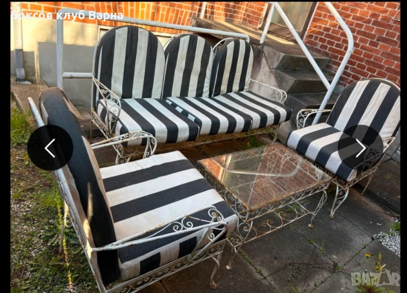 Продавам сет 2 фотьойла+ диван и маса от ковано желязо, снимка 1