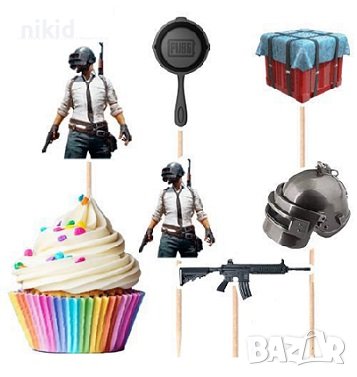 10 бр PUBG войници Фортнайт Fortnite топери клечки за мъфини декорация и украса, снимка 1