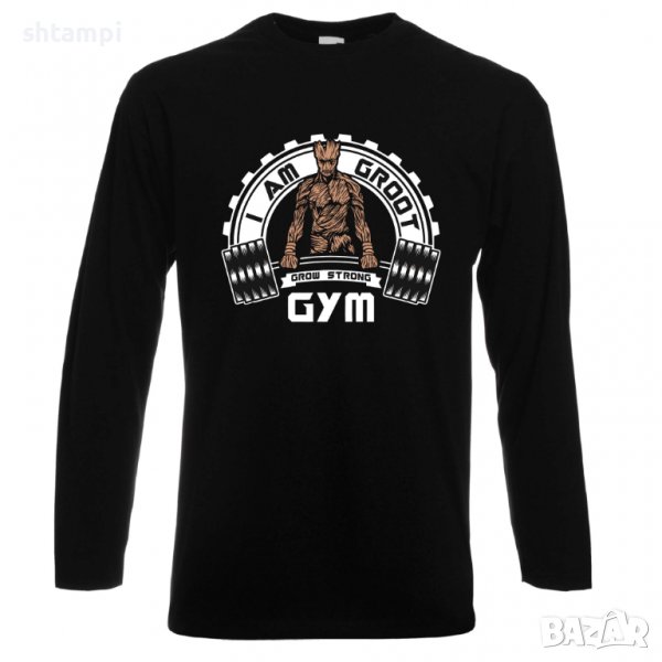 Мъжка тениска I Am Groot Grow Strong Guardians of the Galaxy фитнес ,тренировки, спорт,, снимка 1