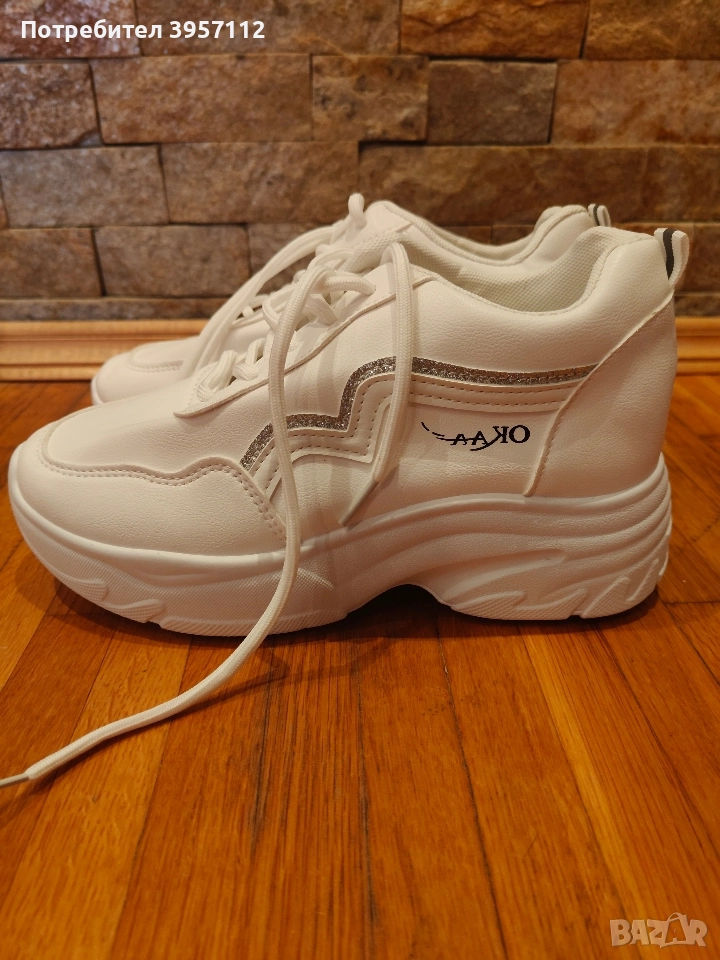 Бели маратонки на платформа , снимка 1