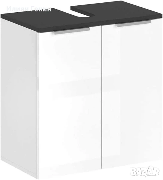 Шкаф за мивка Vicco Otis, бяло/антрацит с висок гланц, снимка 1