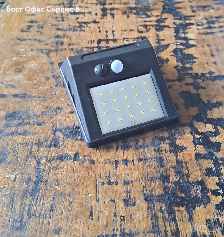 лампа соларна LED черна със сензор за движение, за закачане на стена, снимка 1