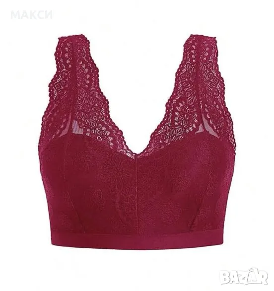 Макси луксозно еластично бюстие с красива дантела и ластичен кант в бордо, снимка 1