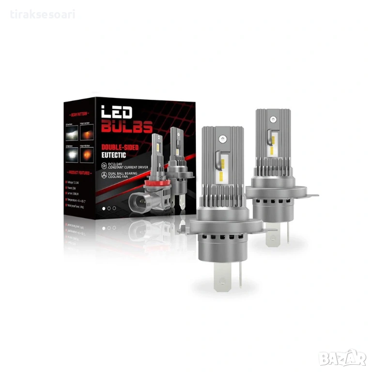 2025 LED диодни крушки H4 240W 12V/24V 350% светлина MINI, снимка 1