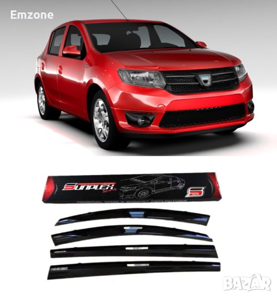 Ветробрани Външни Черни за Дачия Dacia Sandero 2012 - 2020 Предни и Задни Комплект 4 броя, снимка 1