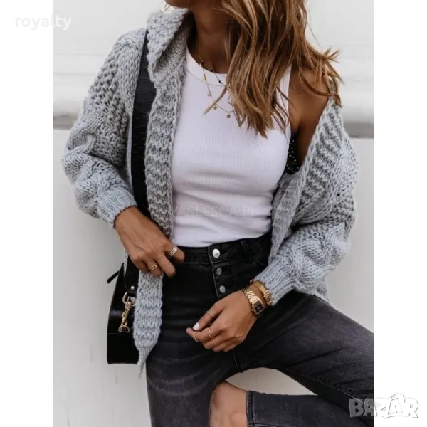 Къса жилетка с качулка сива, снимка 1