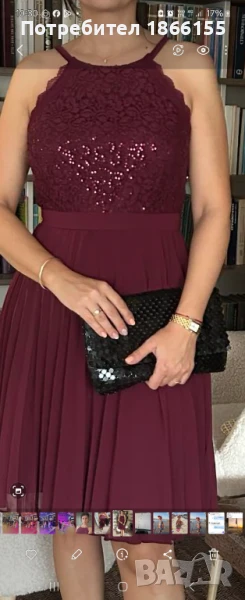 Официална рокля цвят бордо р-р ЕU38/M, снимка 1
