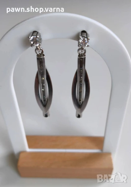 Нови сребърни обеци с фианити – проба 925, снимка 1
